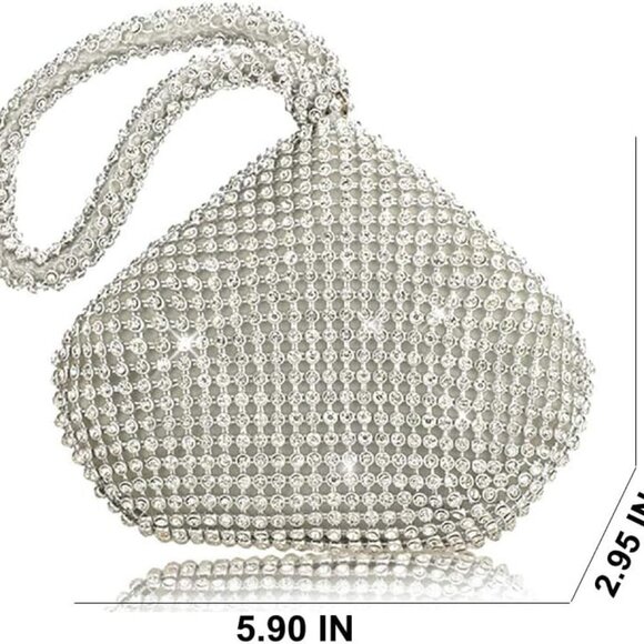 Women's Rhinestone Evening Bag Small Large Clutch Wedding Prom Party - Picture 6 of 7